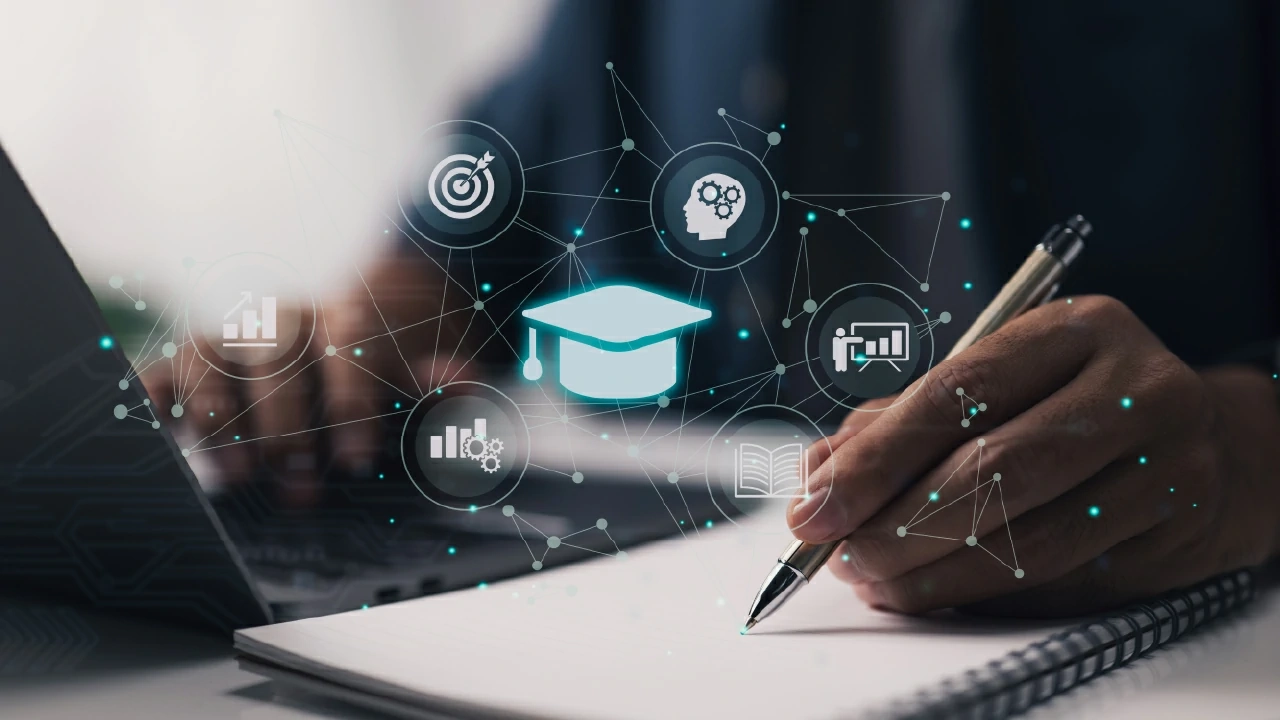 microcredentials in education Teacher utilizing interactive educational technology platforms to deliver dynamic instructional content in class.